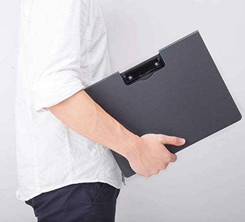Kemaily File Cover Folder Clipboard  Profile Clip File Folder  360 Degree Flip Writing Pad  PP File Clipboard for A4 and Letter Size Business  Office  School Papers - Vertical  Black - Image 4
